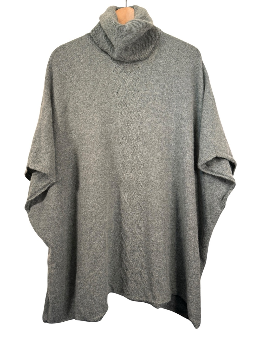 Garnet Hill 100% Cashmere Green Turtleneck Poncho Sweater Medium Oversized Cowl
